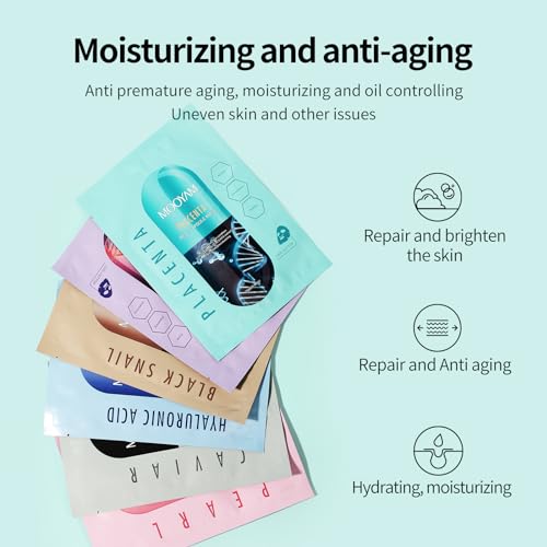 Face Masks Skincare Set for Girl,Moisturizing Collagen Facial Masks for Women Home Spa,Hyaluronic Acid Face Mask for All Skin Types,Day Night Facial Mask Deep Cleaning,Oil Contral 25ml (18Pack) - Image 3