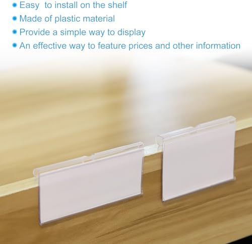 PATIKIL 50 Pcs Wire Shelf Label Holder, Plastic Storage Bins Clip Merchandise Sign Display Holder Label Holders for Market, Retail Shop, and Pantry(1.65x3.15 inch) - Image 3