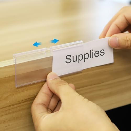 PATIKIL 50 Pcs Wire Shelf Label Holder, Plastic Storage Bins Clip Merchandise Sign Display Holder Label Holders for Market, Retail Shop, and Pantry(1.65x3.15 inch) - Image 4
