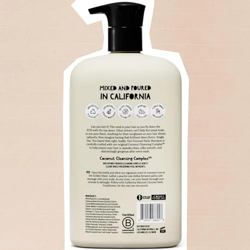 California Naturals Shampoo, Scalp and Hair Care for Women and Men, Coconut Cleansing Complex, Natural, Vegan, Cruelty, Silicone, Paraben, and Sulfate Free Shampoo, All Hair Types, 16.5 fl oz - Image 6