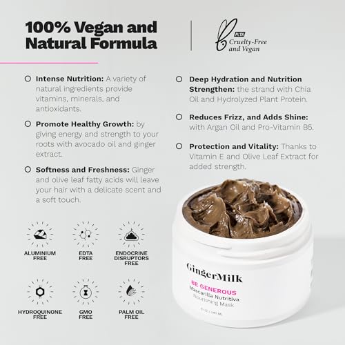 GINGER MILK - Hair Mask, Hair Care, Hair Mask For Damaged Hair, Deep Conditioning Hair Mask, Hair Mask For Dry Damaged Hair And Growth, Be Generous(8 oz.) - Image 4