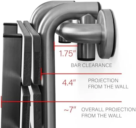 Portable Hanging Profile Bench Shower Seat with 18-inch Grab Bar, Grab Bar Supported, Stainless Steel, White - Image 2