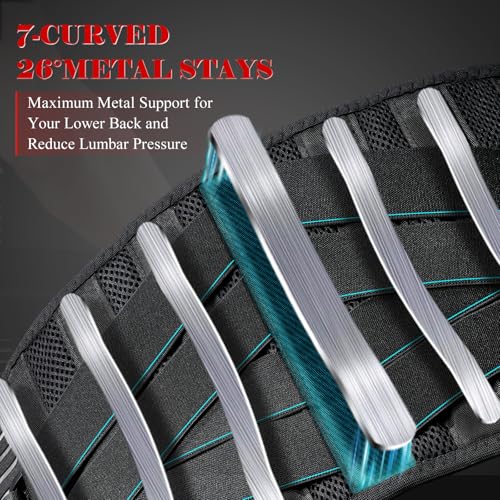 Back Brace for Women Men Lower Back Pain with 7 Bionic Metal Stays, Strong Support for Herniated Disc, Sciatica, More Pain Relief! Breathable Work Back Support Belt for Heavy Lifting M(33"-39") - Image 3