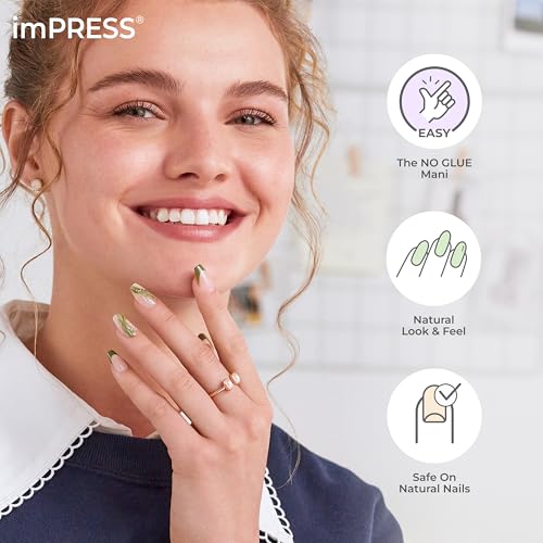 KISS imPRESS No Glue Mani Press-On Nails, Design, 'Wild Venus', Pink, Medium Size, Almond Shape, Includes 30 Nails, Prep Pad, Instructions Sheet, 1 Manicure Stick, 1 Mini File - Image 5