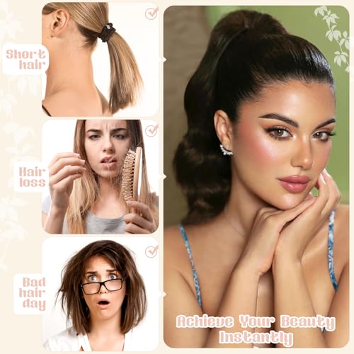 FELENDY 15" Ponytail Extension Drawstring Curly Wavy Ponytail Extensions Clip in Long Pony Tails Hair Cute Synthetic Piece for Women Light Blonde Mix Bleach Blonde - Image 4