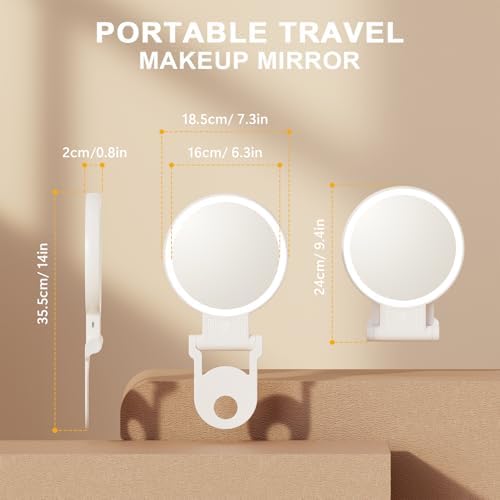 1X/20X Magnifying Mirror with Light, Double Sided Makeup Mirror with Adjustable Folding Handle, 2000mAh Rechargeable Vanity Mirror with Tweezer, Portable Tabletop Mirror for Travel Home - Image 9