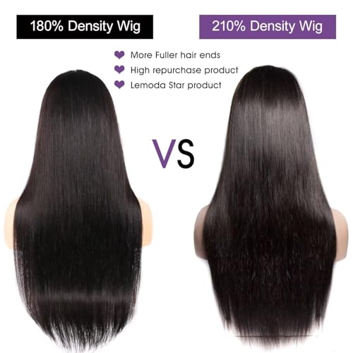 Lemoda 210% Density Full 13x6 SKINLIKE Real HD Lace Frontal Wigs Straight 13x6 Full Lace Frontal Virgin Human Hair Wigs Invisible 0.1mm Ultra-thin Knots Frayed Ends Lace Wig 20Inch - Image 5