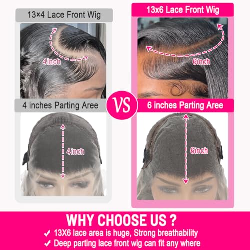 13x6 Body Wave Lace Front Wigs Human Hair Pre Plucked HD Transparent Lace Frontal Wigs Human Hair 180% Density Glueless Wigs Human Hair with Baby Hair for Women 26 Inch - Image 5