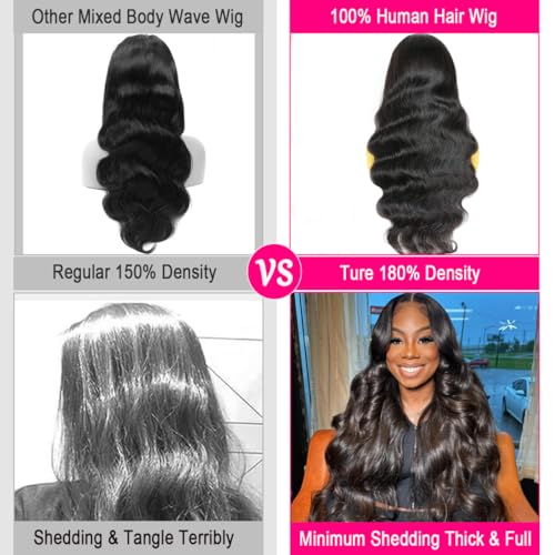 13x6 Body Wave Lace Front Wigs Human Hair Pre Plucked HD Transparent Lace Frontal Wigs Human Hair 180% Density Glueless Wigs Human Hair with Baby Hair for Women 26 Inch - Image 7