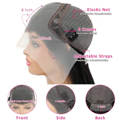 13x6 Body Wave Lace Front Wigs Human Hair Pre Plucked HD Transparent Lace Frontal Wigs Human Hair 180% Density Glueless Wigs Human Hair with Baby Hair for Women 26 Inch - Image 8