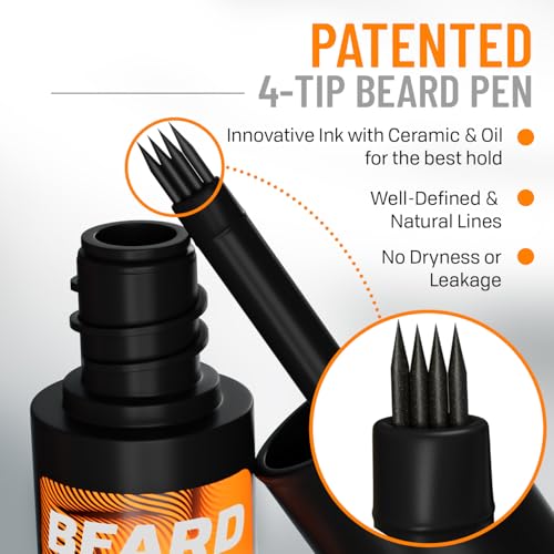 FOLLICLE BOOSTER Beard Pen Filler Styling Kit for Men - 3-in-1 Filling Set with 4-Tip Fork, Normal Pencil, and Brush - Waterproof, Sweatproof & All-Day Hold - Jet Black - Image 2