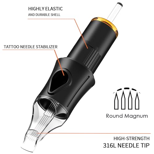 50 12RM Mixed Tattoo Cartridge Needles - 10Pcs each of 7RM, 9RM, 11RM, 13RM, 15RM,Sturdy and Durable Design Sharp Tips, Sterilized and Individually Packaged Compatible with Tattoo Pens - Image 8