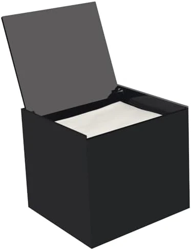 Disposable Face Towel Storage Box Compatible with Facial Towel XL, Acrylic Disposable Face Towelette Holder Container, Black