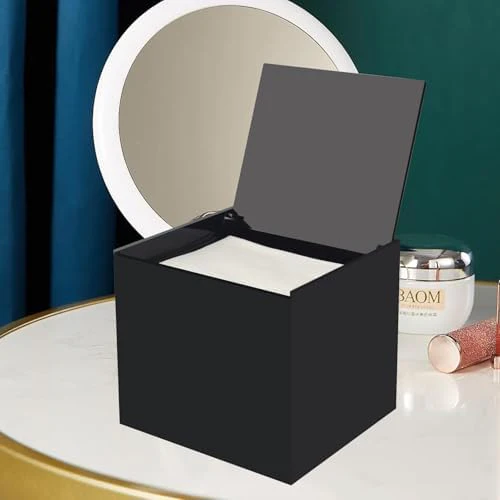 Disposable Face Towel Storage Box Compatible with Facial Towel XL, Acrylic Disposable Face Towelette Holder Container, Black - Image 2
