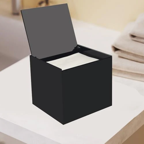 Disposable Face Towel Storage Box Compatible with Facial Towel XL, Acrylic Disposable Face Towelette Holder Container, Black - Image 5