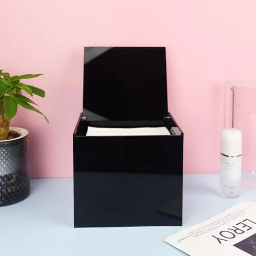 Disposable Face Towel Storage Box Compatible with Facial Towel XL, Acrylic Disposable Face Towelette Holder Container, Black - Image 7
