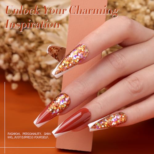 Born Pretty Glitter Sequins Gel Nail Polish, Sparkle Shiny Gel Polish, Pink Blue Gold Platinum Holiday Gift Gel Polish Design, Nail Art Starter Manicure Salon DIY at Home 7ML 6PCS - Image 3