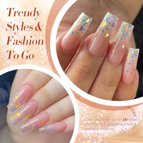 Born Pretty Glitter Sequins Gel Nail Polish, Sparkle Shiny Gel Polish, Pink Blue Gold Platinum Holiday Gift Gel Polish Design, Nail Art Starter Manicure Salon DIY at Home 7ML 6PCS - Image 4