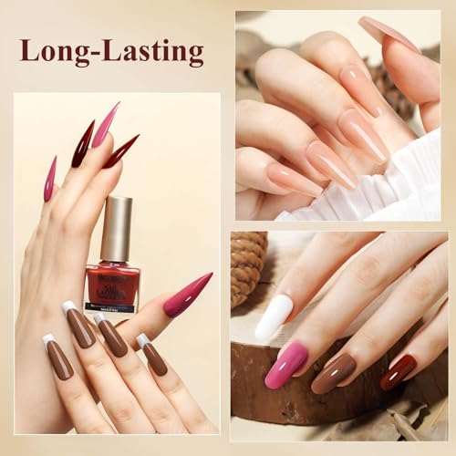 Vegan Nail Polish Set: Air Quick Dry Nail Lacquer Milky White, Nude, Brown 6 Regular Colors Nail Art Polish Non Gel Fast Drying Fingernail Polish Bulk for Winter DIY Salon Gift For Women - Image 5