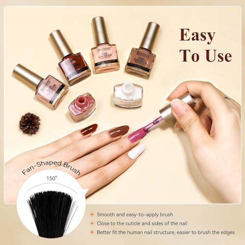 Vegan Nail Polish Set: Air Quick Dry Nail Lacquer Milky White, Nude, Brown 6 Regular Colors Nail Art Polish Non Gel Fast Drying Fingernail Polish Bulk for Winter DIY Salon Gift For Women - Image 6
