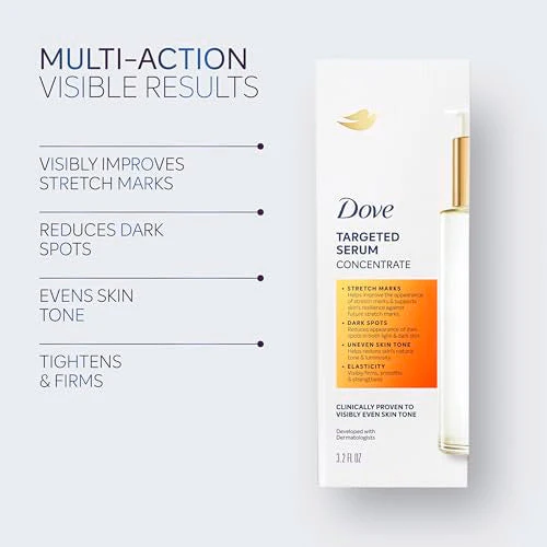 Dove Targeted Serum Multipurpose for Stretch Marks, Dark Spots, Uneven Skin Tone and Elasticity,with Tone Balance Complex, Niacinamide, Collagen Peptides and Natural Moisturizing Factors, 3.2 oz - Image 6