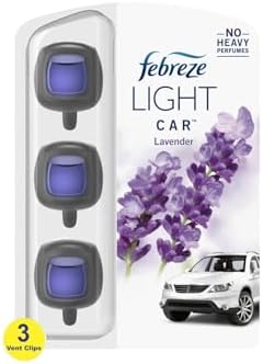 Febreze LIGHT Odor-Fighting Car Freshener Vent Clip Lavender, 06 oz, Pk of 3 and Storage Case, Beige - Image 2
