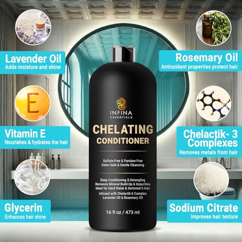 Chelating Conditioner - Sulfate Free Metal Detox Conditioner Enriched with Chelactik-3 & Rosemary Oil, Color Safe Hard Water Conditioner for Mineral Build Up Swimmers Hair - 16 fl oz - Image 2