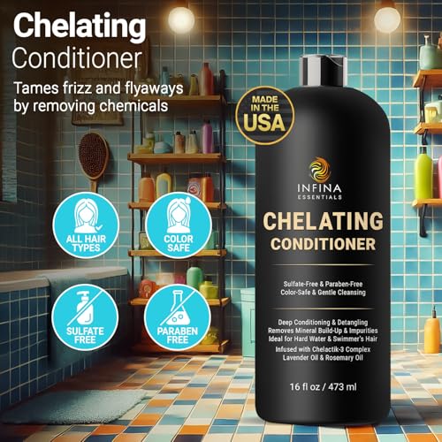 Chelating Conditioner - Sulfate Free Metal Detox Conditioner Enriched with Chelactik-3 & Rosemary Oil, Color Safe Hard Water Conditioner for Mineral Build Up Swimmers Hair - 16 fl oz - Image 3