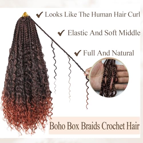 9 Packs Boho Box Braids Crochet Hair 24 Inch Goddess Box Braids Crochet Hair With Curly Ends Synthetic Bohemian Braids Hair Extension For Women (24inch, 1B/350) - Image 5