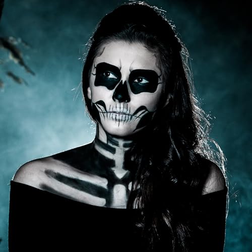 Black and White Face Paint Halloween Makeup Kit Professional, White Foundation Makeup Eye Black Stick, Black White Face Makeup for Halloween Zombie Clown Vampire Skeleton Skull Joker Makeup - Image 4