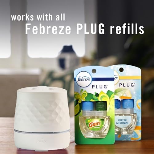 Febreze PLUG Scent Booster Starter Kit, Oil Diffuser, Air Freshener Plug In, Continuous Scent Device + 2 Downy Calm Refills - Image 4
