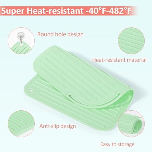 Quccefods Heat Resistant Mat Large Silicone Hot Hair Tools Holder for Curling Irons Flat Iron Hair Straightener Mat Portable Vanity Pad - Image 6