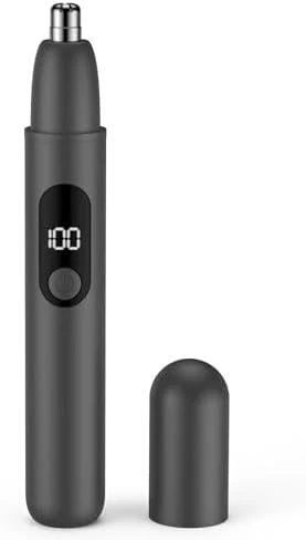 Smity Ear and Nose Hair Trimmer Professional Painless Eyebrow Trimmer for Men and Women Battery-Operated Dual-Edge Blades Built-in LED Light (Black) - Image 2