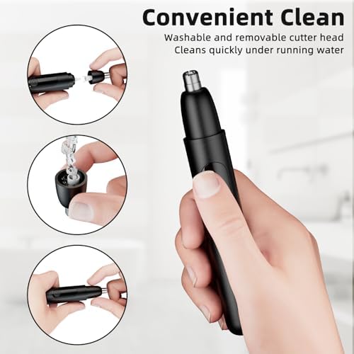 Smity Ear and Nose Hair Trimmer Professional Painless Eyebrow Trimmer for Men and Women Battery-Operated Dual-Edge Blades Built-in LED Light (Black) - Image 7