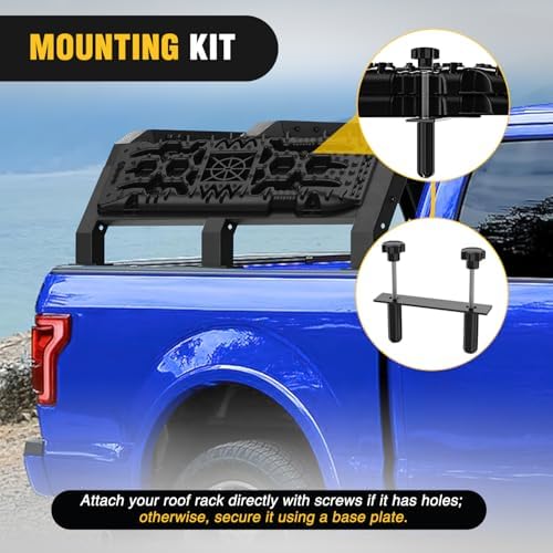 Nilight Recovery Off-Road Traction Boards with Jack Lift Base Emergency Tire Ladder Mats for 4WD 4X4 Mud Sand Snow with 2PCS Mounting kit Carry Bag 2 leashes (Black) - Image 6