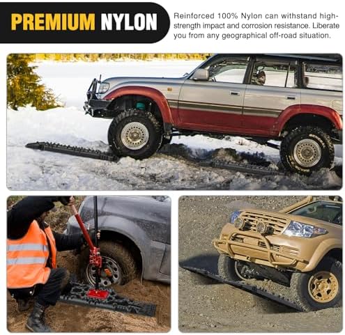 Nilight Recovery Off-Road Traction Boards with Jack Lift Base Emergency Tire Ladder Mats for 4WD 4X4 Mud Sand Snow with 2PCS Mounting kit Carry Bag 2 leashes (Black) - Image 7
