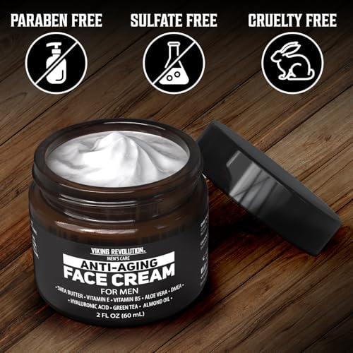 Viking Revolution Mens Anti Aging Face Cream - Mens Face Moisturizer for Men with Hyaluronic Acid, Aloe Vera, Vitamin E - Wrinkle Cream for Men with Vitamin B5, Green Tea (2 Fl Oz) - Image 6