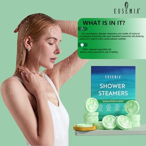 Eucalyptus for Shower Stuff Steamers wtih Tray,Shower Tablets for Women and Men, Steamers Bombs Aromatherapy for Relaxation and Stress Relief, Perfect for Self Care Items and Bath Gifts (20 Pcs) - Image 2