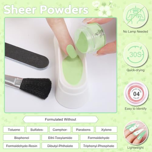 Lavender Violets 62 Pcs Dip Powder Nail Kit Starter, 48 Colors Nude Pink Brown Red Green Blue Purple Glitter with Dip Powder Liquid Set and Essential Manicure Tools for Nail Art Designs G902 - Image 7