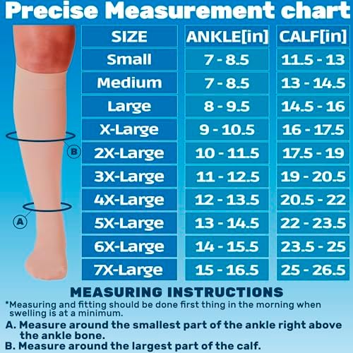 ABSOLUTE SUPPORT (3 Pairs) Plus Size Compression Socks for Women and Men Circulation 20-30mmHg - Graduated Support Knee High for Swelling, Achilles Tendon, Thrombosis - Beige, 7X-Large - A501BE10-3 - Image 2
