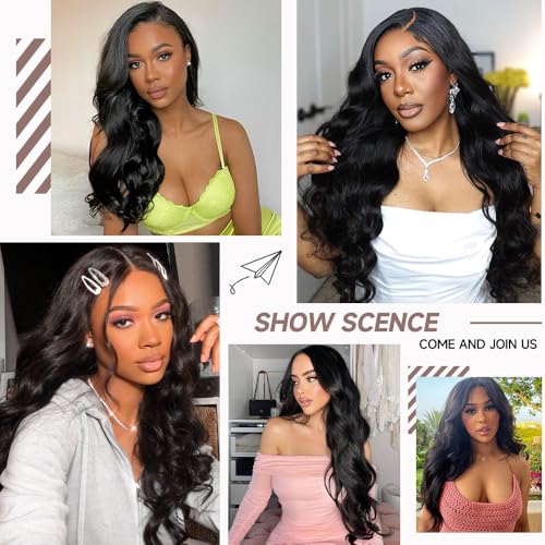 13x6 HD Lace Front Wigs Human Hair 28 Inch Body Wave Lace Front Wigs Human Hair Pre Plucked 200% Density Transparent Lace Frontal Wigs Human Hair Lace Front Wigs Baby Hair Human Hair Wig for Women - Image 3