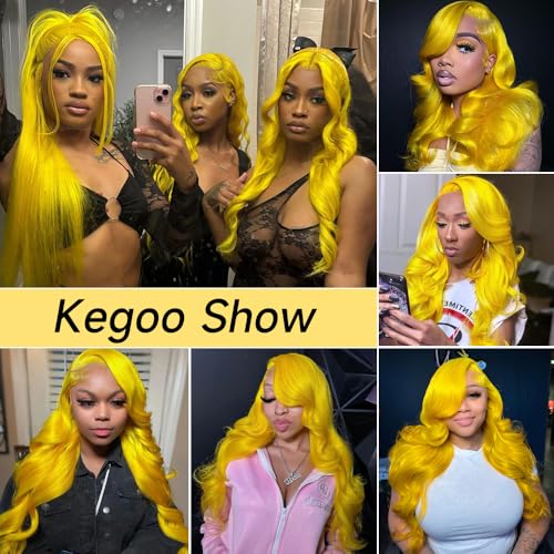 Yellow Wig Human Hair 30 Inch 13x4 Yellow Lace Front Wig Human Hair Pre Plucked 200% Density Body Wave Yellow Human Hair Lace Front Wigs Colored Yellow Human Hair Wig for Women - Image 3