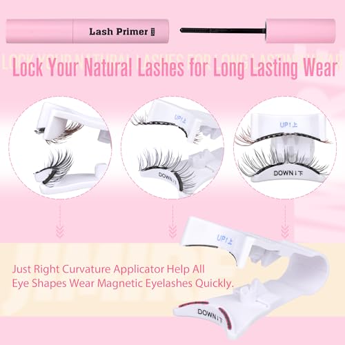 JIMIRE Magnetic Eyelashes with Applicator Soft Magnetic Lashes Black+Brown Reusable Comfortable Magnetic Eyelashes Natural Look Lash Primer No Glue No Eyeliner Needed Soft Magnets Eyelashes - Image 3