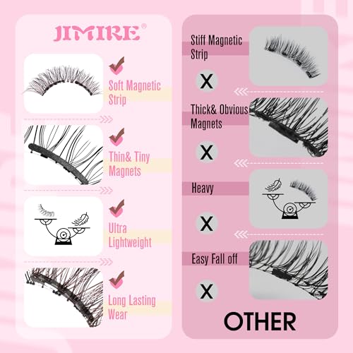 JIMIRE Magnetic Eyelashes with Applicator Soft Magnetic Lashes Black+Brown Reusable Comfortable Magnetic Eyelashes Natural Look Lash Primer No Glue No Eyeliner Needed Soft Magnets Eyelashes - Image 4