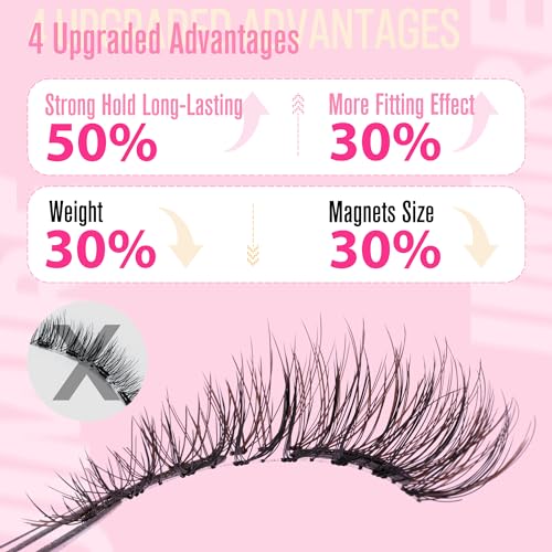 JIMIRE Magnetic Eyelashes with Applicator Soft Magnetic Lashes Black+Brown Reusable Comfortable Magnetic Eyelashes Natural Look Lash Primer No Glue No Eyeliner Needed Soft Magnets Eyelashes - Image 5