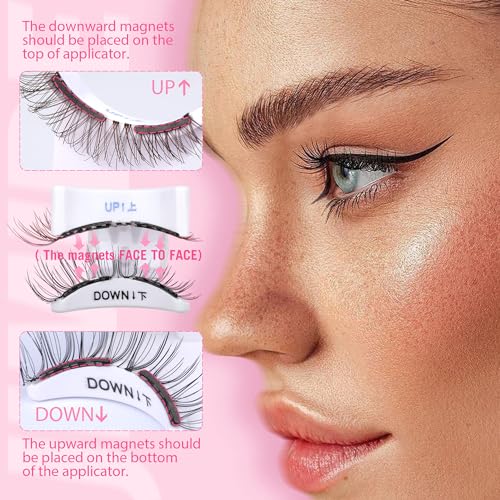 JIMIRE Magnetic Eyelashes with Applicator Soft Magnetic Lashes Black+Brown Reusable Comfortable Magnetic Eyelashes Natural Look Lash Primer No Glue No Eyeliner Needed Soft Magnets Eyelashes - Image 6
