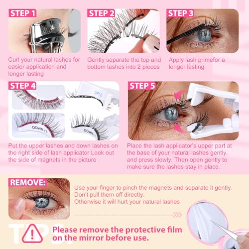 JIMIRE Magnetic Eyelashes with Applicator Soft Magnetic Lashes Black+Brown Reusable Comfortable Magnetic Eyelashes Natural Look Lash Primer No Glue No Eyeliner Needed Soft Magnets Eyelashes - Image 8