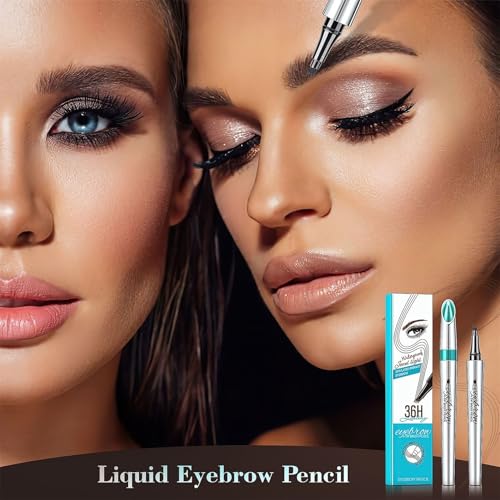 Eyebrow Pencil Eyebrow Microblading Pen - Liquid Eyebrow Pen Micro 4 Point Brow Pen Lift & Brow Pencil Snatch, Eye Makeup Long-Lasting Waterproof Natural Eyebrow Hair 2 PCS (Light Brown) - Image 5