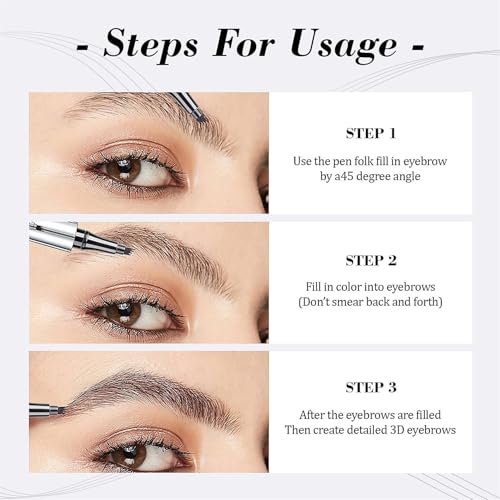 Eyebrow Pencil Eyebrow Microblading Pen - Liquid Eyebrow Pen Micro 4 Point Brow Pen Lift & Brow Pencil Snatch, Eye Makeup Long-Lasting Waterproof Natural Eyebrow Hair 2 PCS (Light Brown) - Image 6