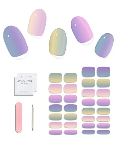 Semi Cured Gel Nail Strips - 30pcs Glaze Gel Nail Stickers, Salon Quality DIY Nail Wraps, Nail Stickers for Easy Application, UV Light Required